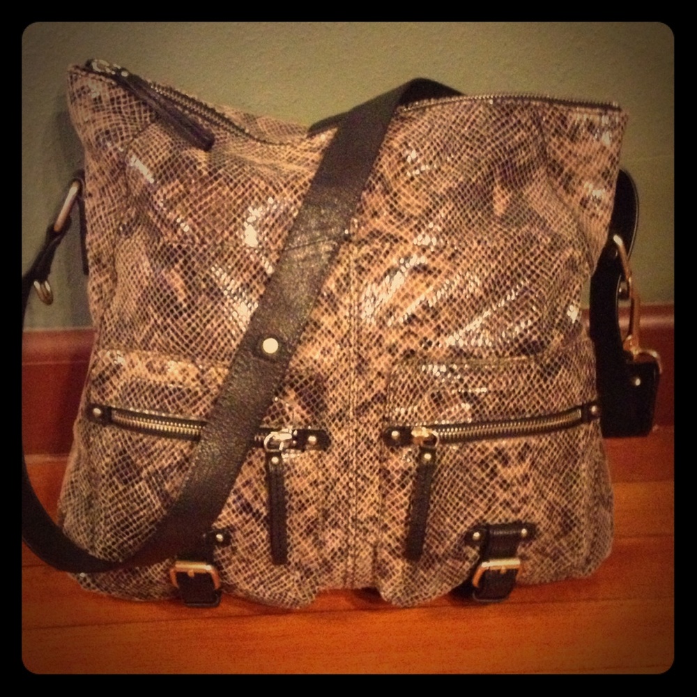 Banana Republic Brown and Black Snakeskin Shoulder Bag